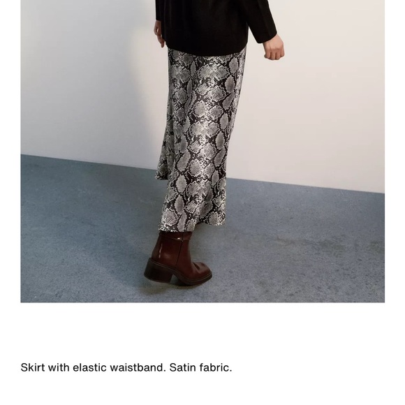 Zara NWT snake skin satin midi skirt - Picture 4 of 13